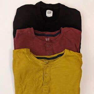 GAP | Shirts Bundle (Black Sweater + Red & Yellow Henleys) | XS